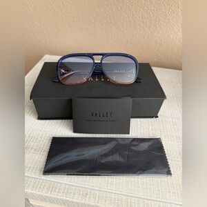 Valley Eyewear Bang Bang Sunglasses, blue fade to rose w. gold